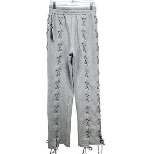 Luxe Allure Lace-Up Grey Womens Sweatpants Size XL